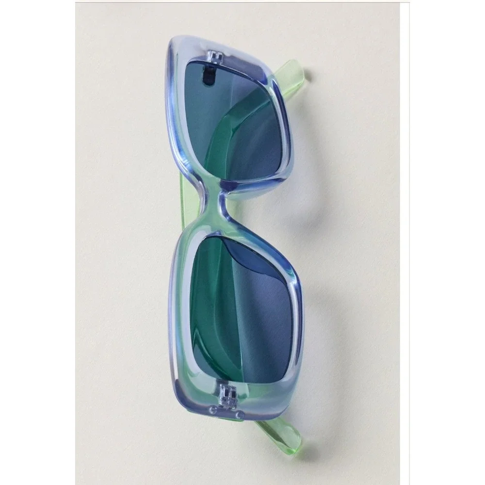 Free People Frankie Rectangle Sunglasses New NWT Blue tinted plastic summer fun